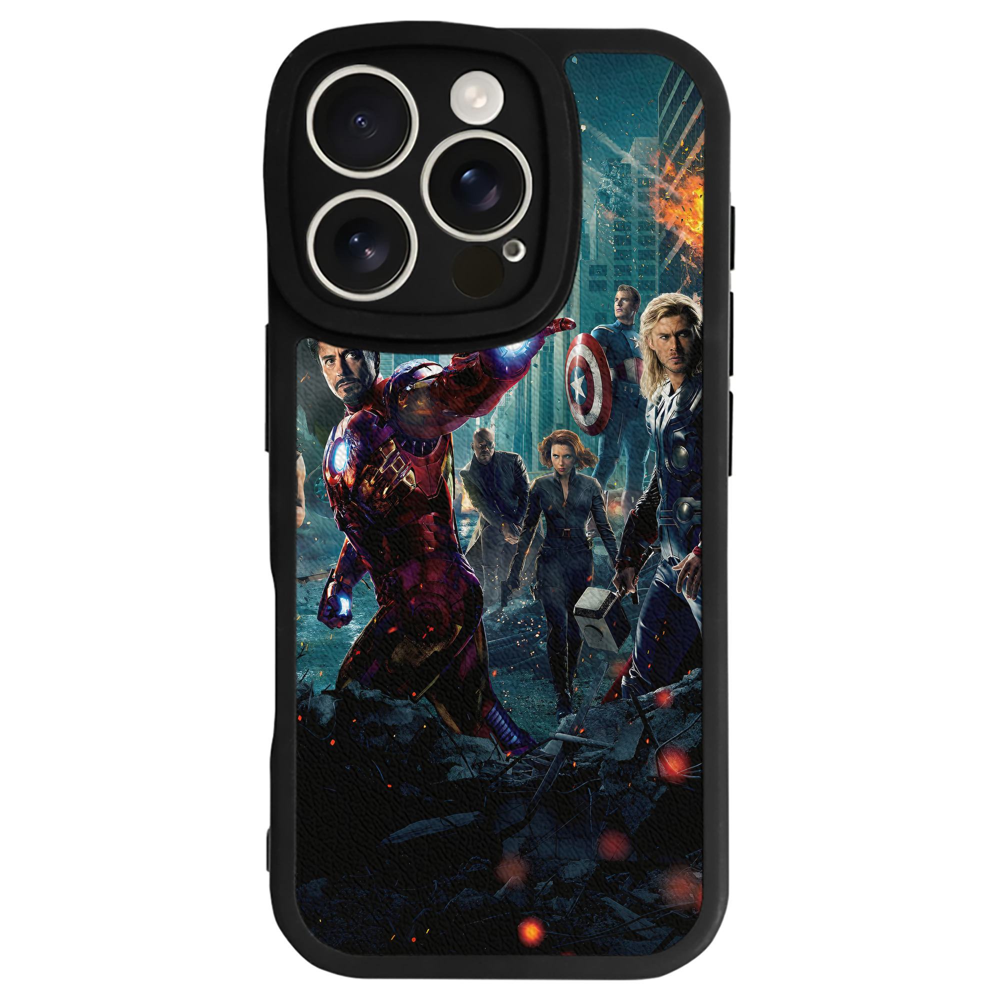 （画像用） アベンジャーズ The Avengers 【iPhone 16シリーズ対応】シリコンスマホケース（レザー調） 材質：シリコン